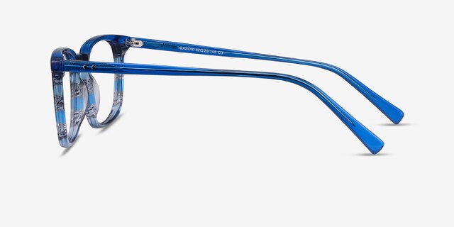 Gabor Blue Striped AcetateEyeglass Frames from EyeBuyDirect, Side View