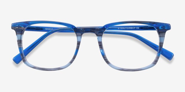 Gabor Blue Striped AcetateEyeglass Frames from EyeBuyDirect, Closed View