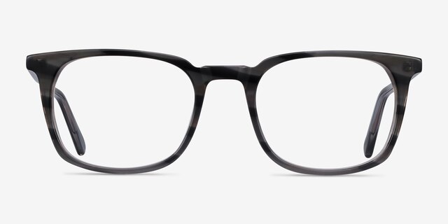 Gabor Gray Striped AcetateEyeglass Frames from EyeBuyDirect, Front View