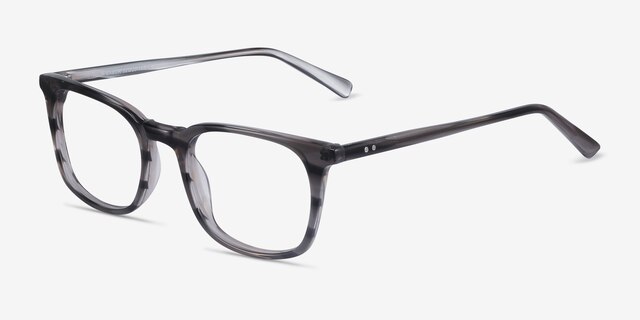 Gabor Gray Striped AcetateEyeglass Frames from EyeBuyDirect, Angle View