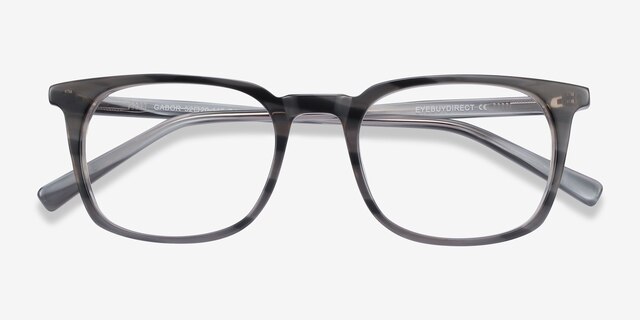 Gabor Gray Striped AcetateEyeglass Frames from EyeBuyDirect, Closed View