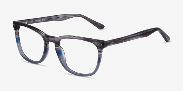 Gato Gray Striped AcétateMontures de lunettes de vue d'EyeBuyDirect, Vue d'Angle