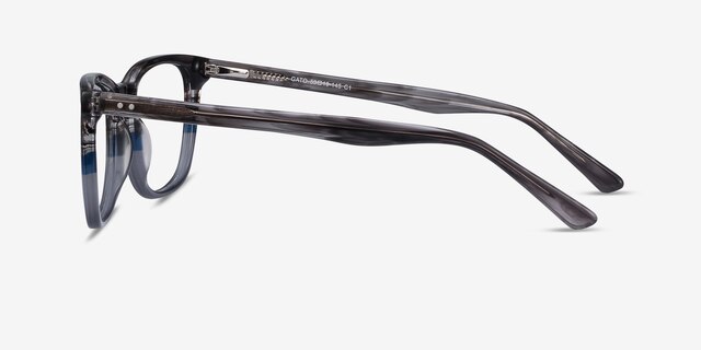 Gato Gray Striped AcétateMontures de lunettes de vue d'EyeBuyDirect, Vue de Côté