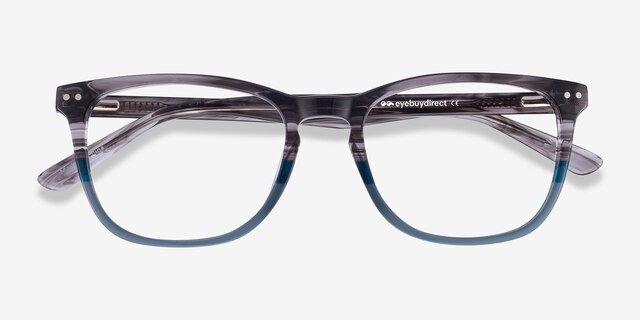 Gato Gray Striped AcétateMontures de lunettes de vue d'EyeBuyDirect, Vue Rapprochée
