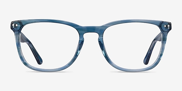 Gato Blue Striped Acetate Eyeglass Frames