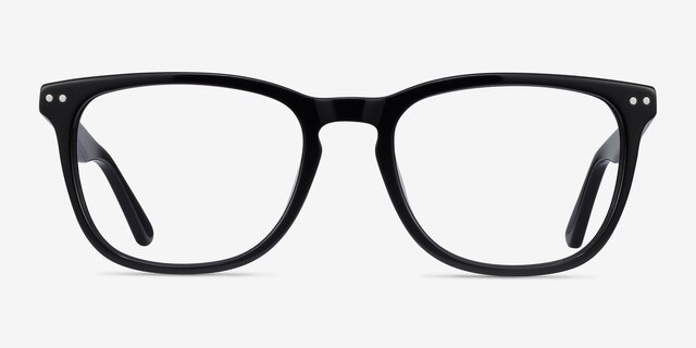 Gato Black AcetateEyeglass Frames from EyeBuyDirect, Front View