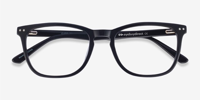 Gato Black AcetateEyeglass Frames from EyeBuyDirect, Closed View