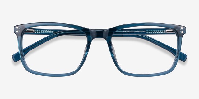 Connect Green Blue AcétateMontures de lunettes de vue d'EyeBuyDirect, Vue Rapprochée