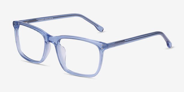 Connect Blue AcetateEyeglass Frames from EyeBuyDirect, Angle View