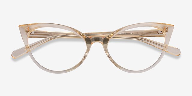 Quartet Clear Yellow AcétateMontures de lunettes de vue d'EyeBuyDirect, Vue Rapprochée