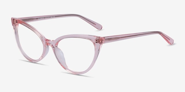 Quartet Clear Pink AcétateMontures de lunettes de vue d'EyeBuyDirect, Vue d'Angle