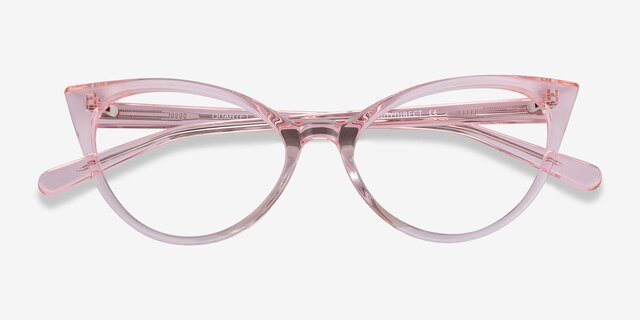 Quartet Clear Pink AcétateMontures de lunettes de vue d'EyeBuyDirect, Vue Rapprochée