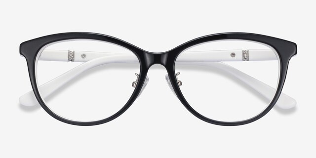 Helena Black White AcetateEyeglass Frames from EyeBuyDirect, Closed View