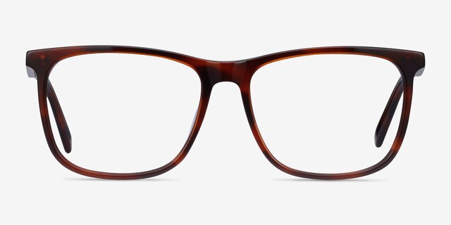 Mezzanine Brown AcetateEyeglass Frames from EyeBuyDirect, Front View