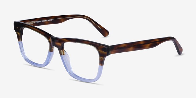 Feeling Brown Blue AcetateEyeglass Frames from EyeBuyDirect, Angle View