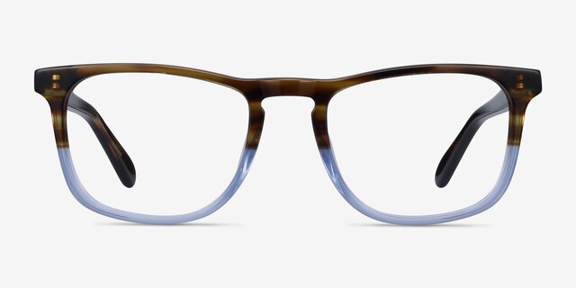 Found Brown Blue AcétateMontures de lunettes de vue d'EyeBuyDirect, Vue de Face