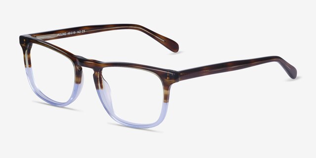 Found Brown Blue AcétateMontures de lunettes de vue d'EyeBuyDirect, Vue d'Angle
