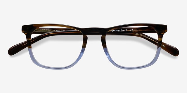 Found Brown Blue AcétateMontures de lunettes de vue d'EyeBuyDirect, Vue Rapprochée