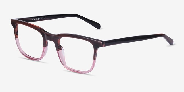 Ville Brown Purple AcetateEyeglass Frames from EyeBuyDirect, Angle View