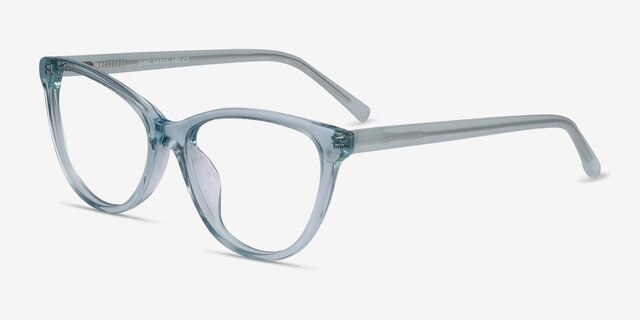 Sing Clear Blue AcetateEyeglass Frames from EyeBuyDirect, Angle View
