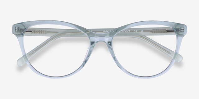 Sing Clear Blue AcetateEyeglass Frames from EyeBuyDirect, Closed View