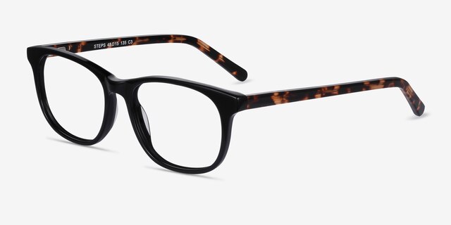 Steps Black AcetateEyeglass Frames from EyeBuyDirect, Angle View