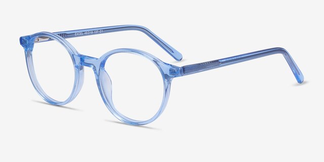 Excel Blue AcetateEyeglass Frames from EyeBuyDirect, Angle View