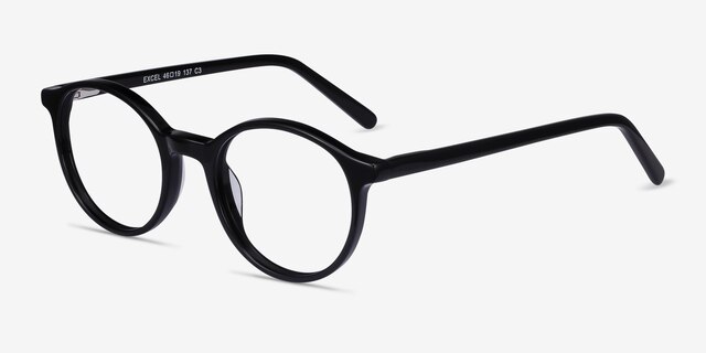 Excel Black AcetateEyeglass Frames from EyeBuyDirect, Angle View