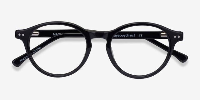 Magic Noir AcétateMontures de lunettes de vue d'EyeBuyDirect, Vue Rapprochée