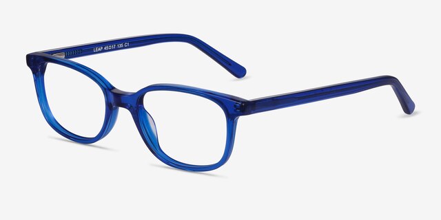 Leap Blue AcetateEyeglass Frames from EyeBuyDirect, Angle View