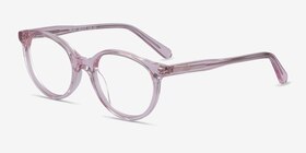 Trust Clear Pink Acétate Montures de lunettes de vue d'EyeBuyDirect, Vue d'Angle