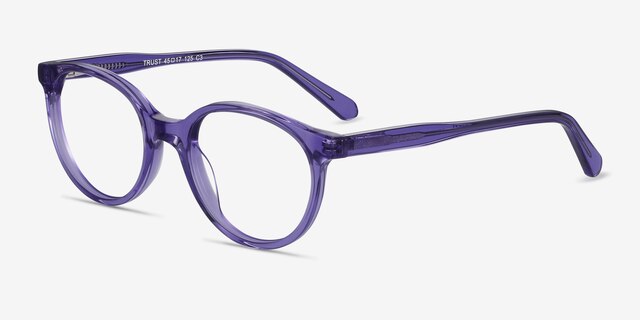 Trust Clear Purple AcetateEyeglass Frames from EyeBuyDirect, Angle View