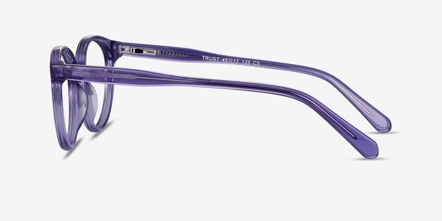 Trust Clear Purple AcetateEyeglass Frames from EyeBuyDirect, Side View