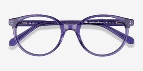 Trust Clear Purple Acétate Montures de lunettes de vue d'EyeBuyDirect, Vue Rapprochée