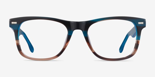 Caster Blue Striped Acetate Eyeglass Frames