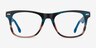 Caster Blue Striped AcetateEyeglass Frames from EyeBuyDirect, Front View