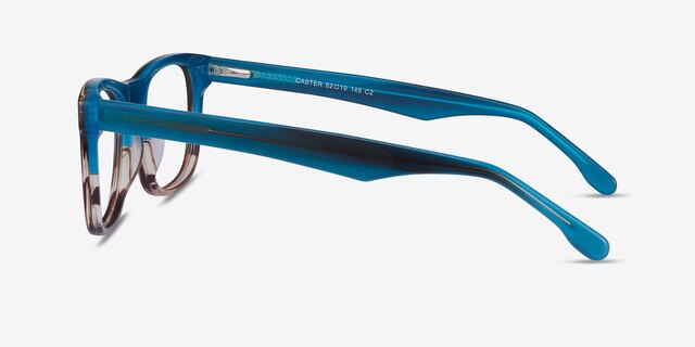 Caster Blue Striped AcetateEyeglass Frames from EyeBuyDirect, Side View