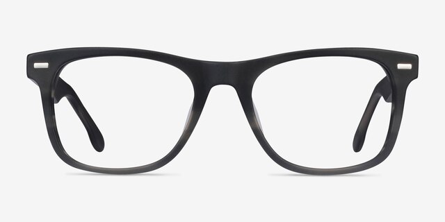 Caster Gray Striped AcetateEyeglass Frames from EyeBuyDirect, Front View
