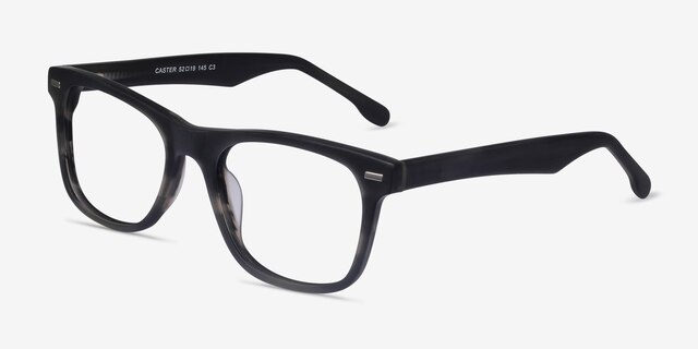 Caster Gray Striped AcetateEyeglass Frames from EyeBuyDirect, Angle View