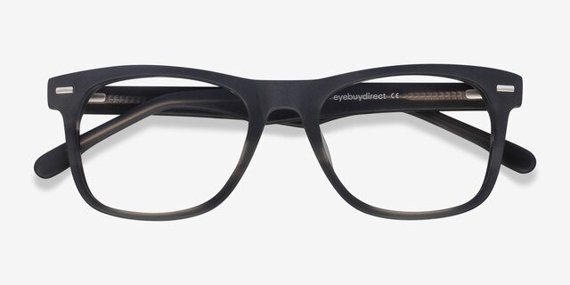 Caster Gray Striped AcetateEyeglass Frames from EyeBuyDirect, Closed View
