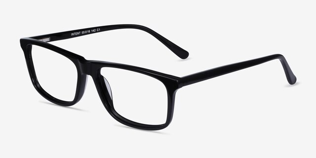 Intent Black AcetateEyeglass Frames from EyeBuyDirect, Angle View