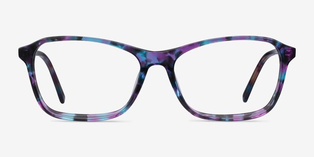 Versa Purple Floral AcetateEyeglass Frames from EyeBuyDirect, Front View