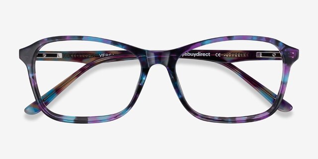 Versa Purple Floral AcetateEyeglass Frames from EyeBuyDirect, Closed View