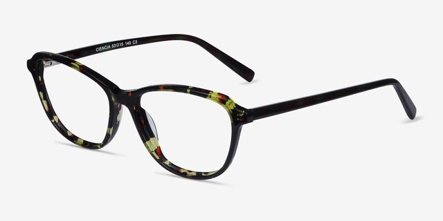 Ciencia Green Floral AcetateEyeglass Frames from EyeBuyDirect, Angle View