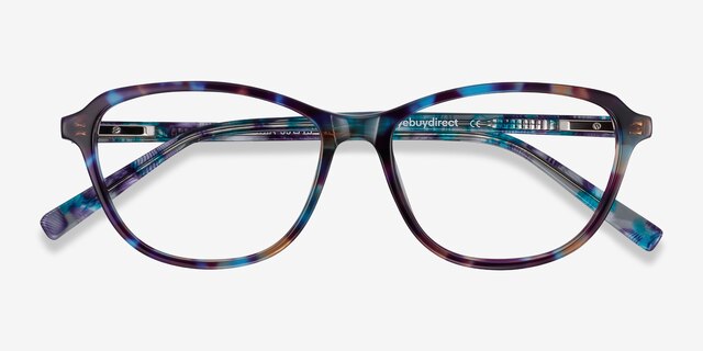 Ciencia Blue Floral AcetateEyeglass Frames from EyeBuyDirect, Closed View