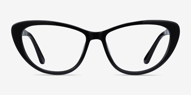 Yvonne Black AcetateEyeglass Frames from EyeBuyDirect, Front View