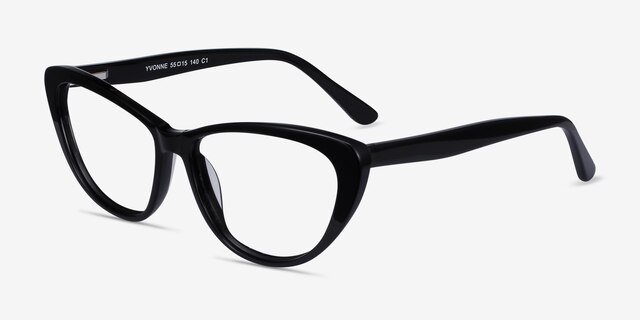 Yvonne Black AcetateEyeglass Frames from EyeBuyDirect, Angle View