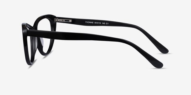 Yvonne Black AcetateEyeglass Frames from EyeBuyDirect, Side View