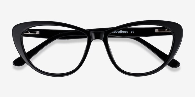 Yvonne Black AcetateEyeglass Frames from EyeBuyDirect, Closed View