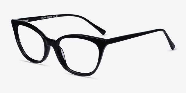 Sigilo Black AcetateEyeglass Frames from EyeBuyDirect, Angle View